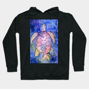 Expressive Sea Turtle Mixed Media Hoodie